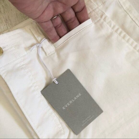 Everlane Chino Pants Women 12 Bone Lightweight Relaxed Straight Leg Button Fly - Picture 9 of 13